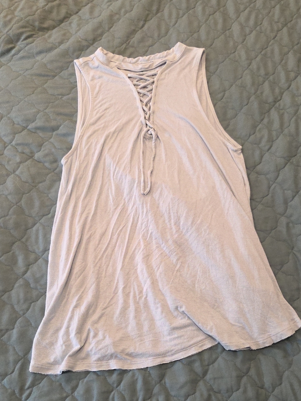 AEO, L || Soft & Sexy Lace-Up Tank Top || Pale Blue